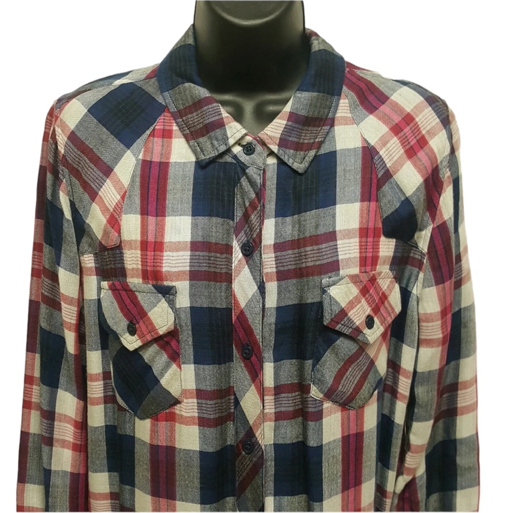Rails Kendra Red & Blue Plaid Button Down Shirt - image 4